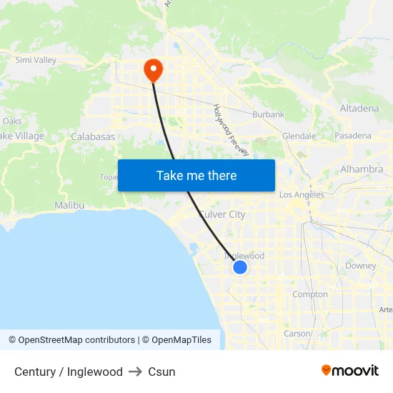 Century / Inglewood to Csun map