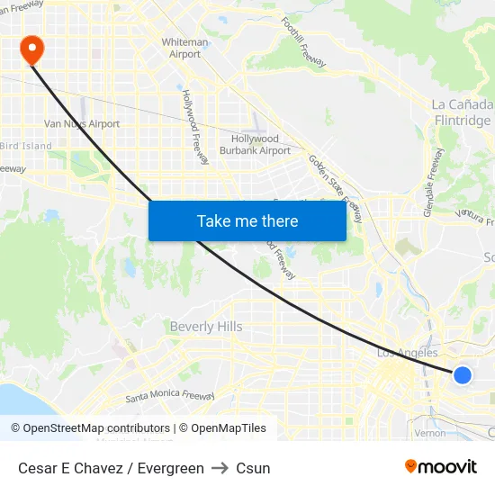 Cesar E Chavez / Evergreen to Csun map