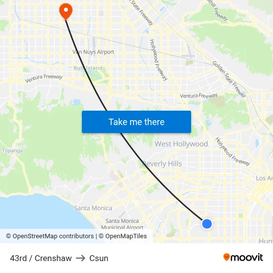 43rd / Crenshaw to Csun map