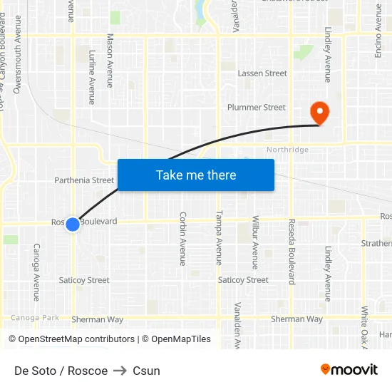 De Soto / Roscoe to Csun map
