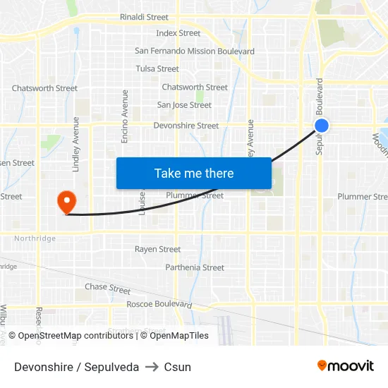 Devonshire / Sepulveda to Csun map