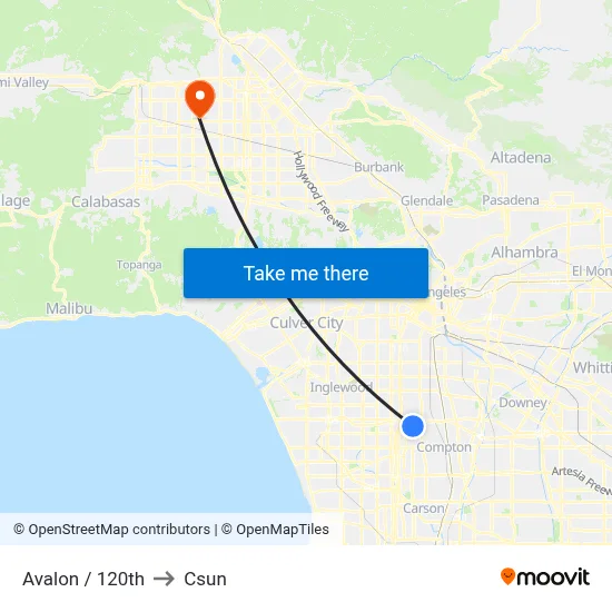 Avalon / 120th to Csun map