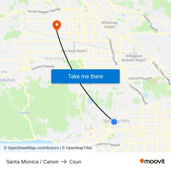 Santa Monica / Canon to Csun map