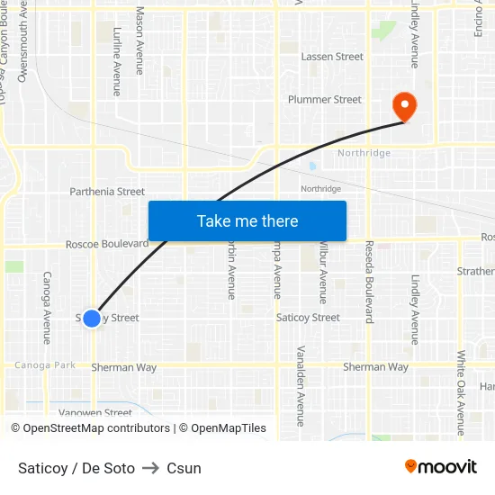 Saticoy / De Soto to Csun map