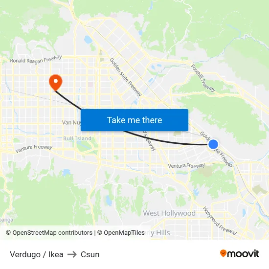 Verdugo / Ikea to Csun map