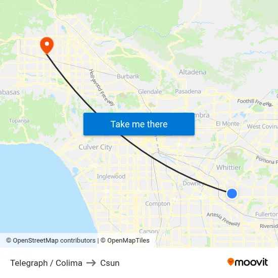 Telegraph / Colima to Csun map