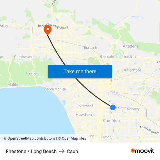 Firestone / Long Beach to Csun map