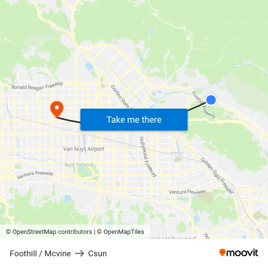 Foothill / Mcvine to Csun map
