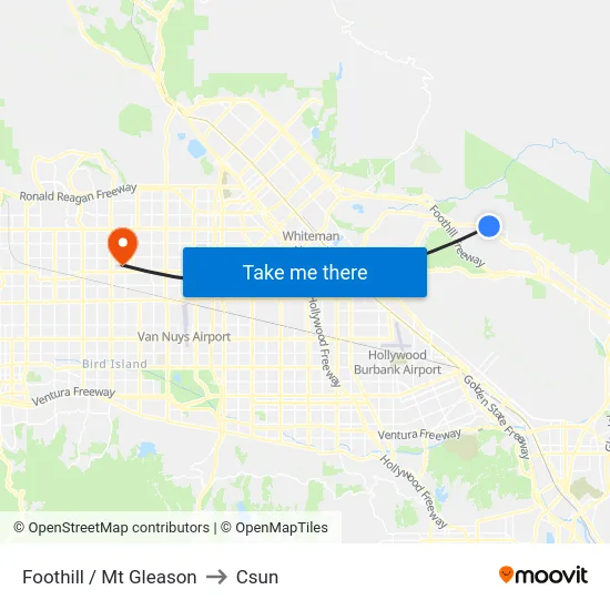 Foothill / Mt Gleason to Csun map