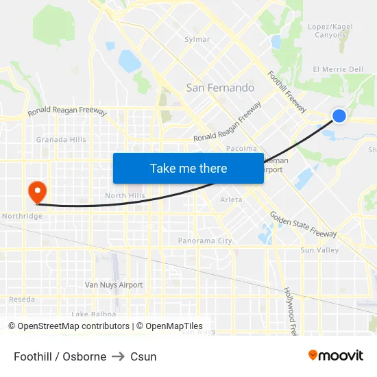 Foothill / Osborne to Csun map