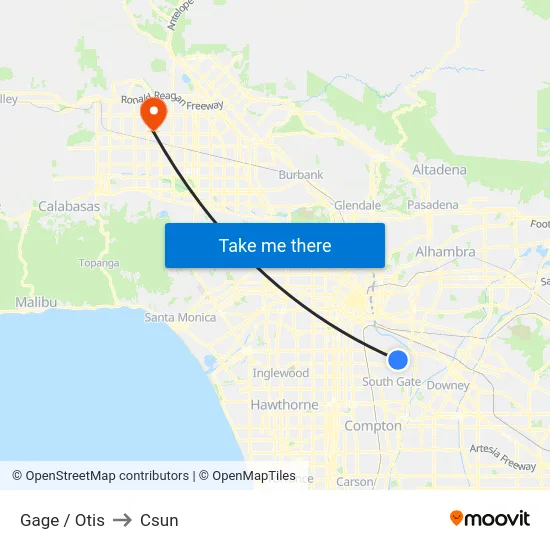 Gage / Otis to Csun map
