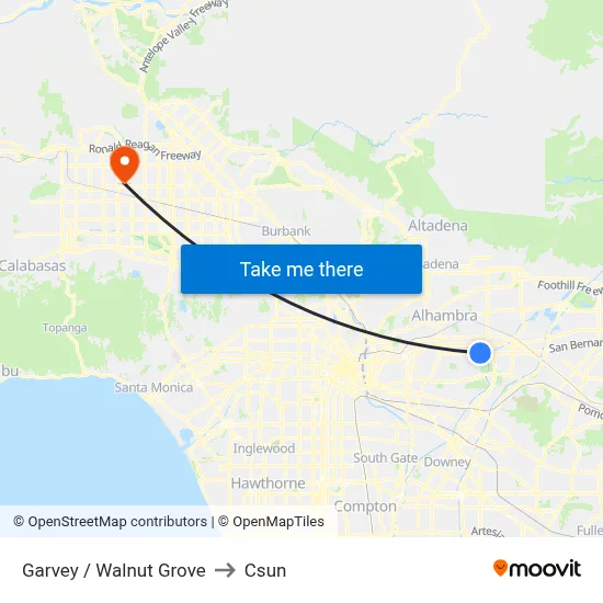 Garvey / Walnut Grove to Csun map