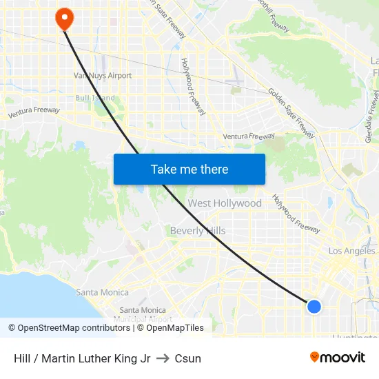 Hill / Martin Luther King Jr to Csun map