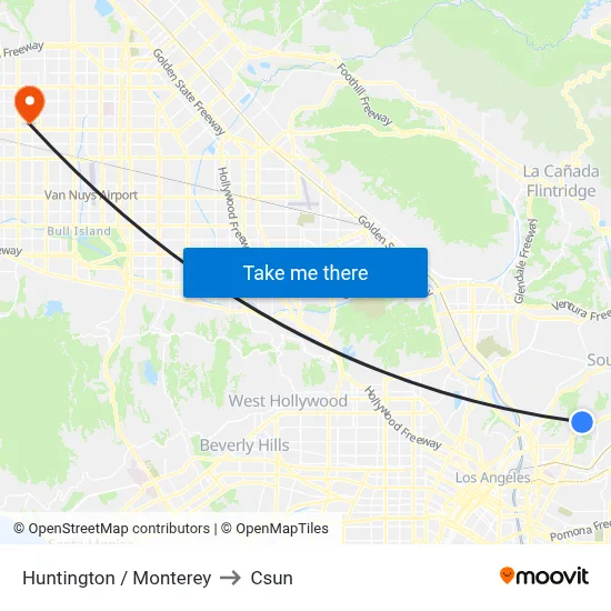 Huntington / Monterey to Csun map