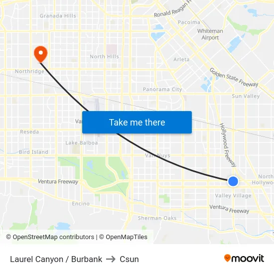 Laurel Canyon / Burbank to Csun map