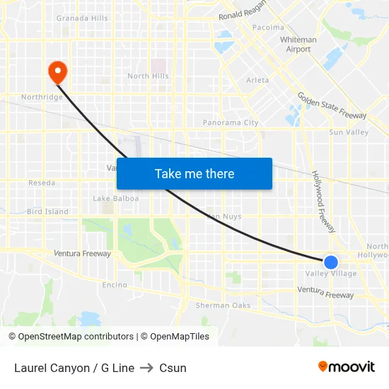 Laurel Canyon / G Line to Csun map