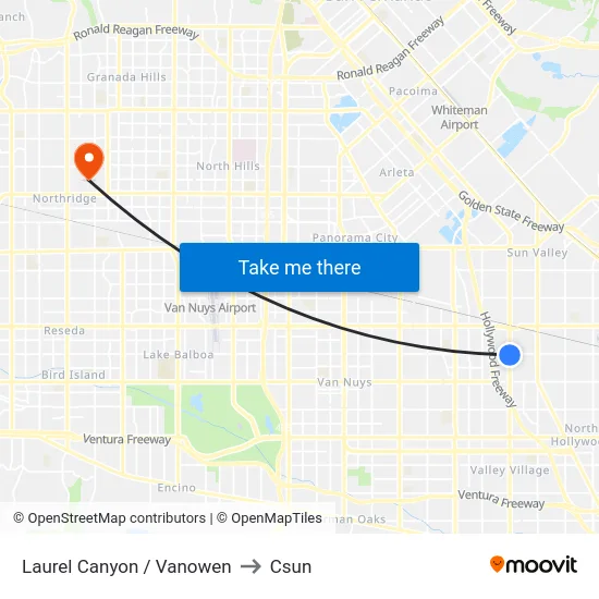 Laurel Canyon / Vanowen to Csun map
