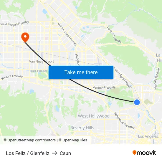 Los Feliz / Glenfeliz to Csun map