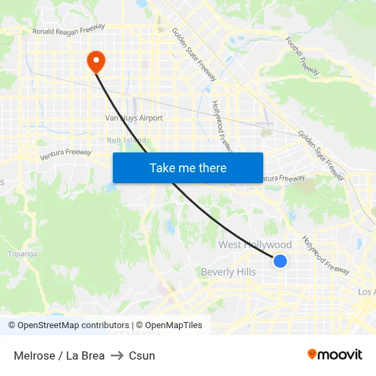 Melrose / La Brea to Csun map