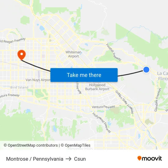 Montrose / Pennsylvania to Csun map