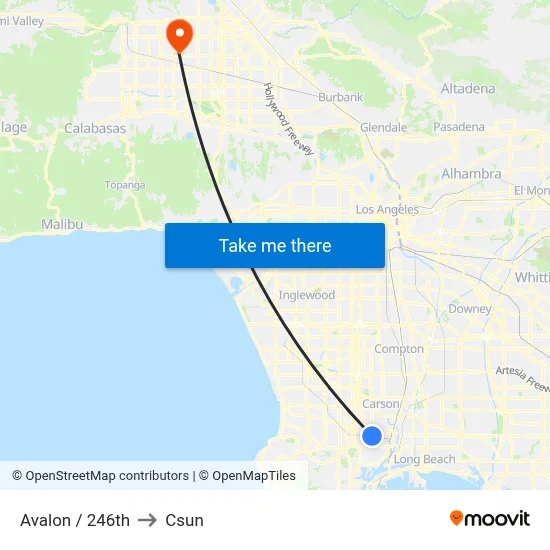 Avalon / 246th to Csun map