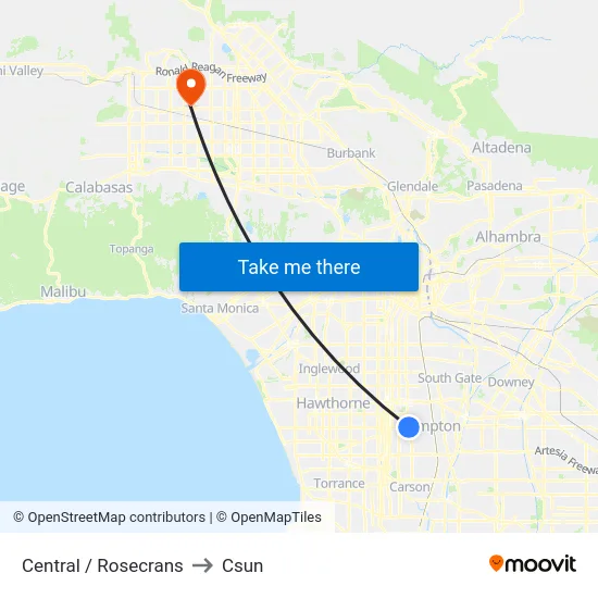 Central / Rosecrans to Csun map