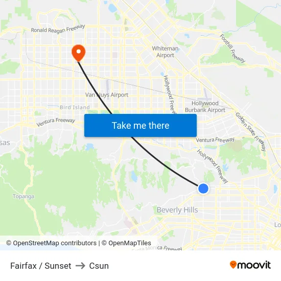 Fairfax / Sunset to Csun map