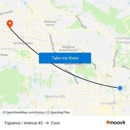 Figueroa / Avenue 43 to Csun map
