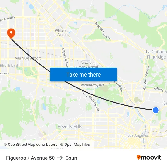 Figueroa / Avenue 50 to Csun map