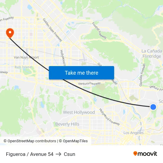 Figueroa / Avenue 54 to Csun map