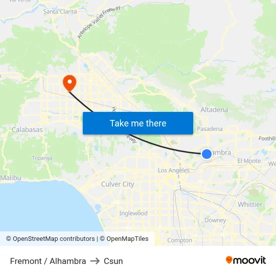 Fremont / Alhambra to Csun map