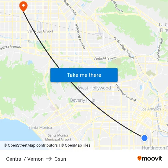 Central / Vernon to Csun map