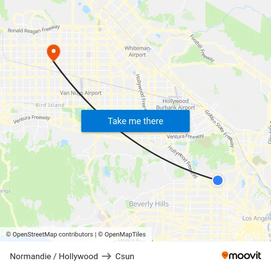 Normandie / Hollywood to Csun map