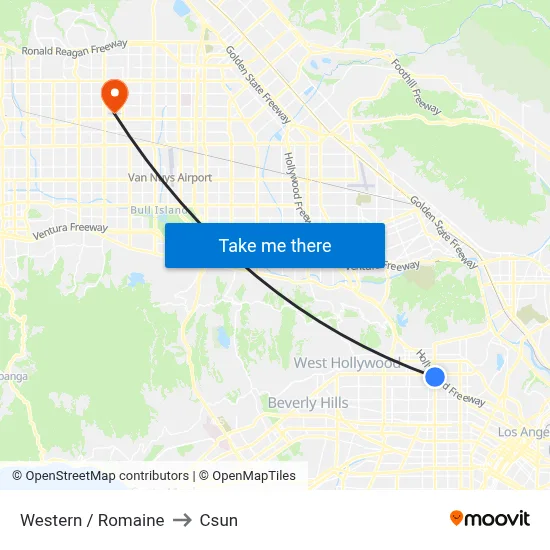 Western / Romaine to Csun map