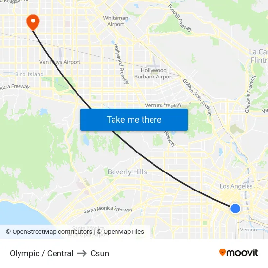 Olympic / Central to Csun map