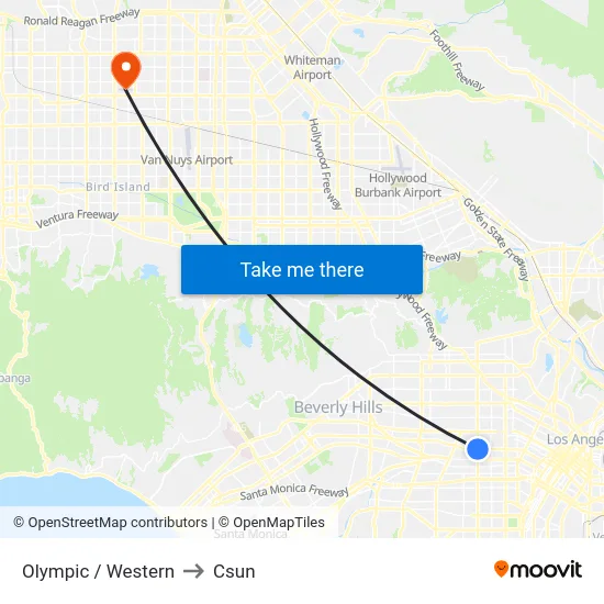 Olympic / Western to Csun map