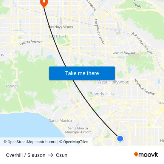 Overhill / Slauson to Csun map