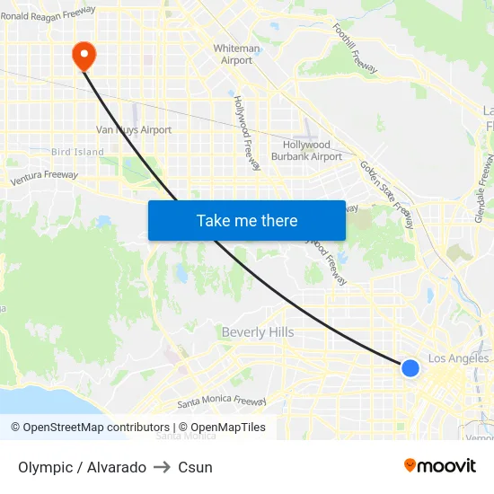 Olympic / Alvarado to Csun map