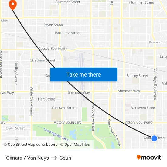 Oxnard / Van Nuys to Csun map