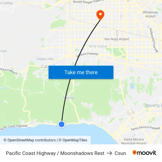 Pacific Coast Highway / Moonshadows Rest to Csun map