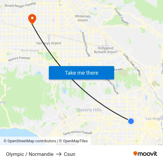 Olympic / Normandie to Csun map