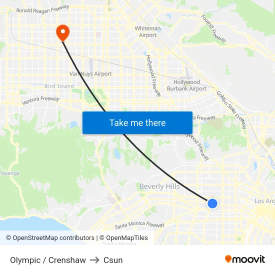 Olympic / Crenshaw to Csun map
