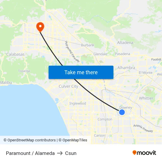 Paramount / Alameda to Csun map