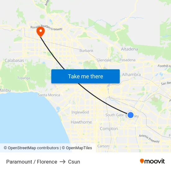 Paramount / Florence to Csun map
