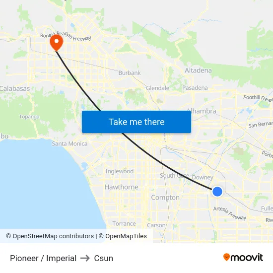 Pioneer / Imperial to Csun map