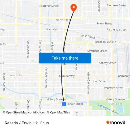 Reseda / Erwin to Csun map