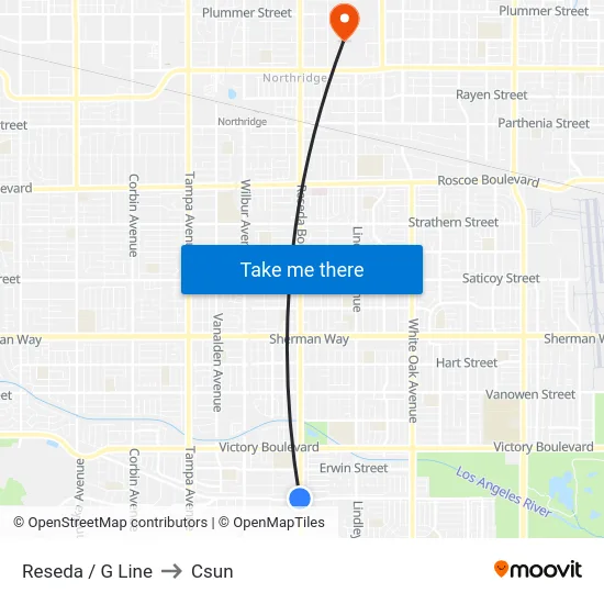 Reseda / G Line to Csun map