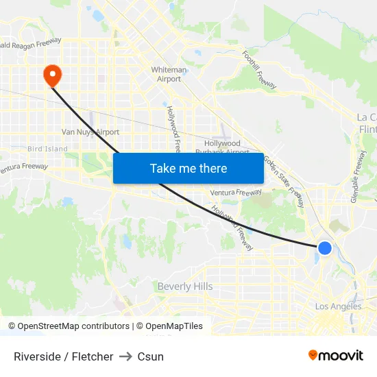 Riverside / Fletcher to Csun map