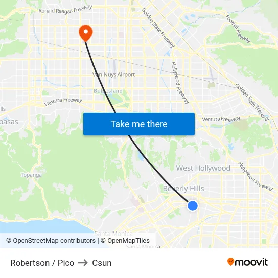 Robertson / Pico to Csun map