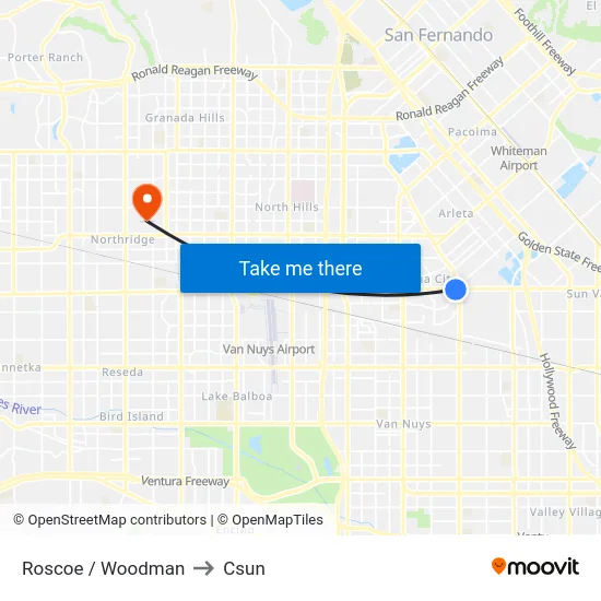 Roscoe / Woodman to Csun map